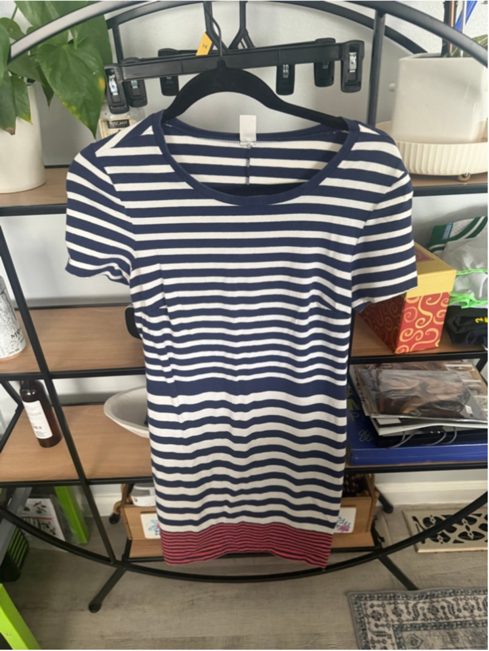 Women's Old Navy Navy & White Striped Short Sleeve Tee dress S